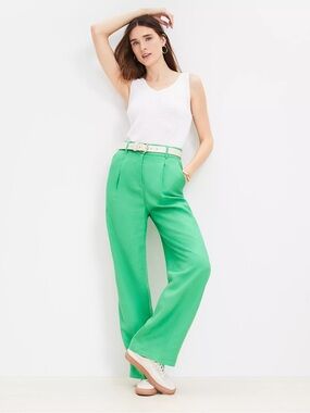 Loft The Peyton Pleated Trouser in Green Size 12